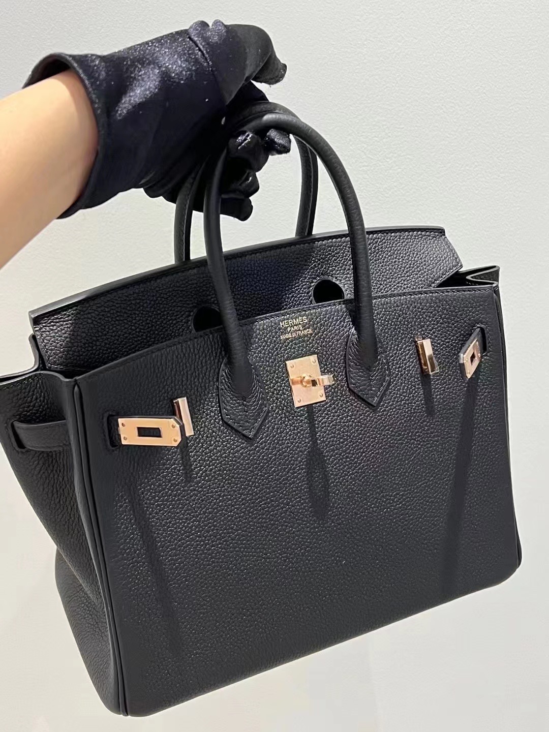 エルメス バーキン25 黒(ブラック) トゴ ローズゴールド金具【超 エルメス バーキン25 黒(ブラック) トゴ ローズゴールド金具【超
