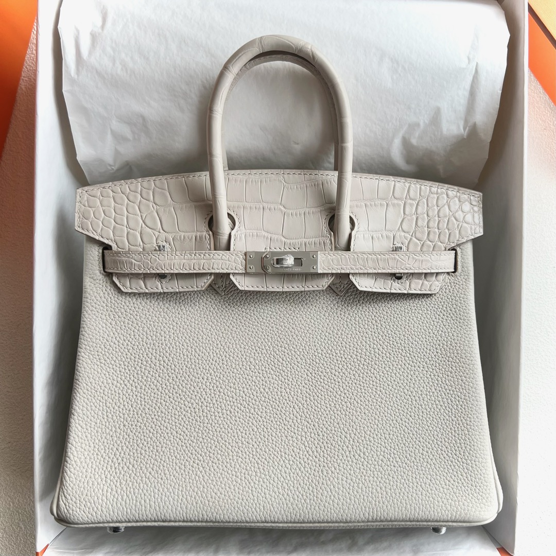 エルメス定価 HERMES バーキン25 タッチ ベトン トゴ×クロコダイル