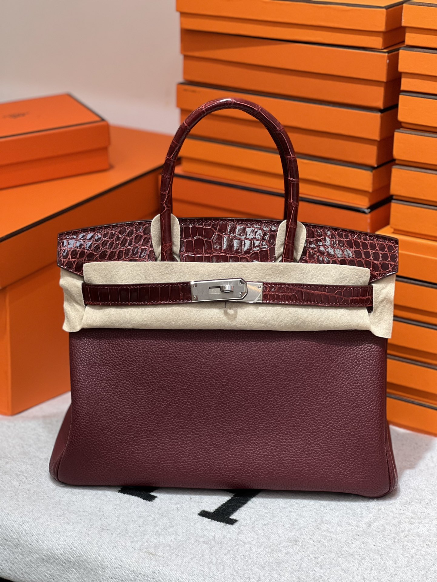 エルメス定価 HERMES バーキン30 タッチ ルージュアッシュ トゴ