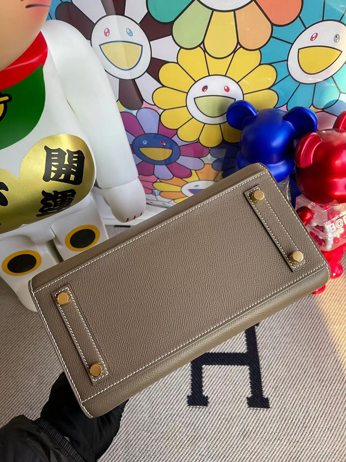 エルメス・バーキン専門店 HERMES バーキン25 外縫い エトゥープ ヴォーエプソン ゴールド金具 BZ001 エルメス バーキン 定価 - 画像 (4)
