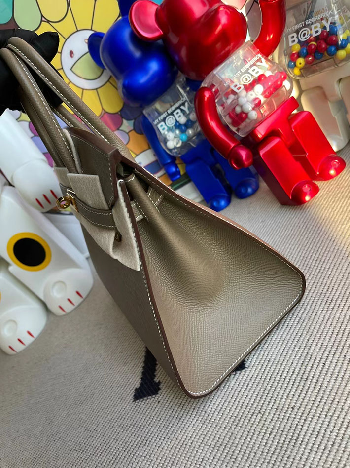 エルメス・バーキン専門店 HERMES バーキン25 外縫い エトゥープ ヴォーエプソン ゴールド金具 BZ001 エルメス バーキン 定価 - 画像 (3)