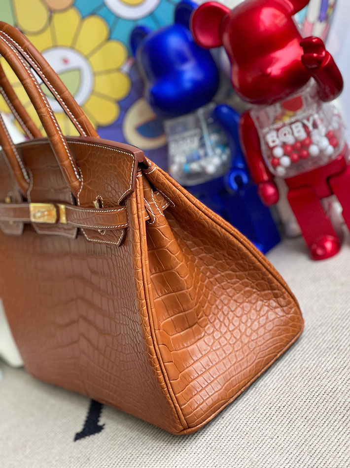 エルメス・バーキン専門店 H品 HERMES バーキン30 ゴールド クロコダイル アリゲーターマット ゴールド金具 BX002 バーキン30 クロコ 定価 - 画像 (3)