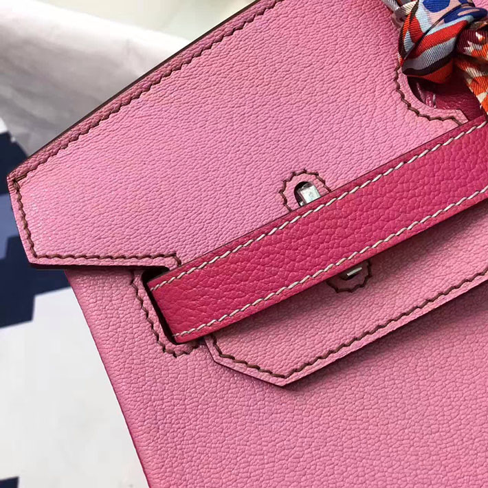 エルメス・バーキン専門店 H品 HERMES バーキン35 パーソナルオーダー ピンク/ローズティリアン シェブルミゾル シルバー金具 BC003 エルメスバーキン35コピー - 画像 (7)