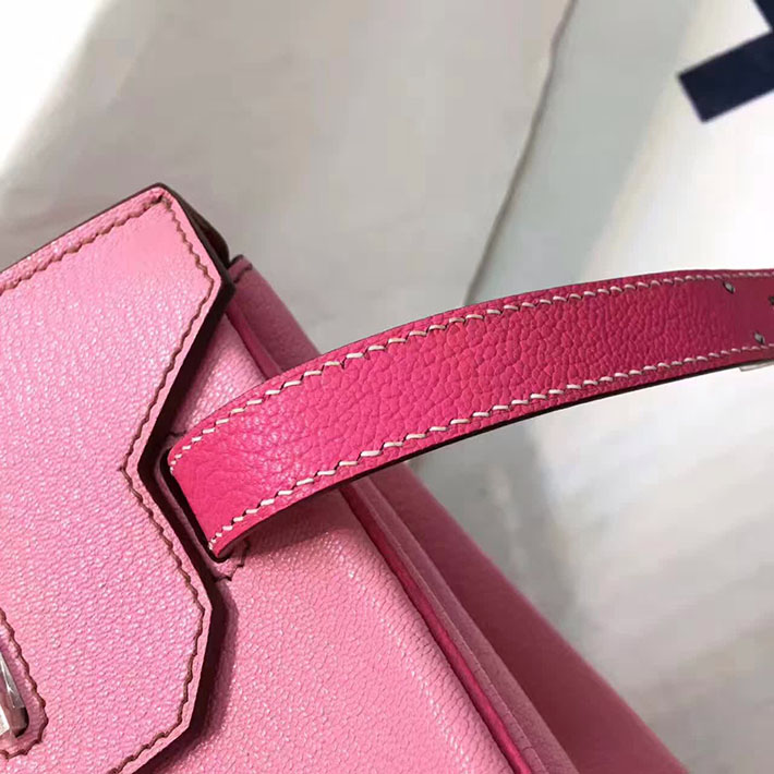 エルメス・バーキン専門店 H品 HERMES バーキン35 パーソナルオーダー ピンク/ローズティリアン シェブルミゾル シルバー金具 BC003 エルメスバーキン35コピー - 画像 (6)