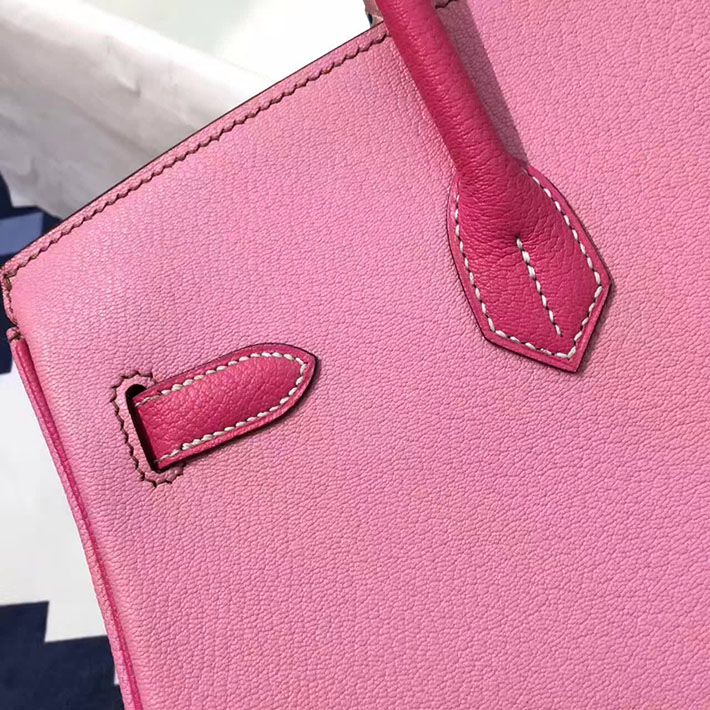 エルメス・バーキン専門店 H品 HERMES バーキン35 パーソナルオーダー ピンク/ローズティリアン シェブルミゾル シルバー金具 BC003 エルメスバーキン35コピー - 画像 (4)