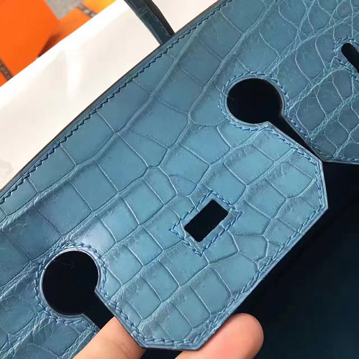 エルメス・バーキン専門店 H品 HERMES バーキン35 コルヴェール クロコダイル アリゲーターマット シルバー金具 BC005 バーキン35 クロコ - 画像 (4)