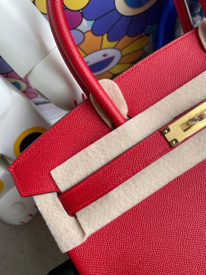 エルメス・バーキン専門店 H品 HERMES バーキン30 ルージュヴィフ ヴォーエプソン ゴールド金具 BX007 エルメス バッグ コピー - 画像 (5)