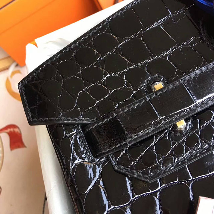 エルメス・バーキン専門店 H品 HERMES バーキン35 ブラック クロコダイル ニロティカスマット ゴールド金具 BC008 エルメス バッグ クロコ - 画像 (8)