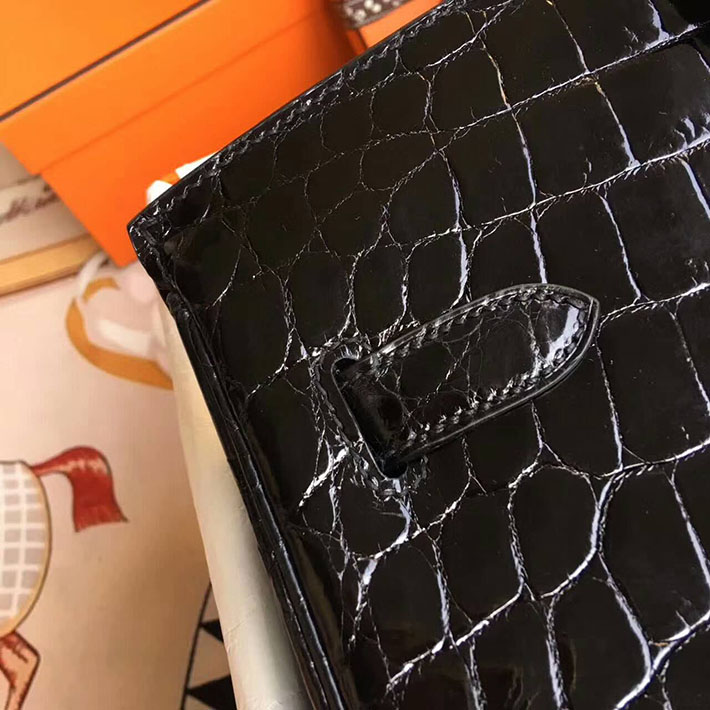 エルメス・バーキン専門店 H品 HERMES バーキン35 ブラック クロコダイル ニロティカスマット ゴールド金具 BC008 エルメス バッグ クロコ - 画像 (6)