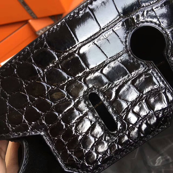 エルメス・バーキン専門店 H品 HERMES バーキン35 ブラック クロコダイル ニロティカスマット ゴールド金具 BC008 エルメス バッグ クロコ - 画像 (3)