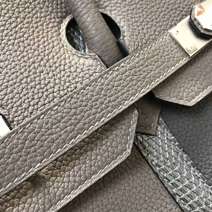 エルメス・バーキン専門店 H品 HERMES バーキンクラブ 35 ヴェールグリス/グラファイト フィヨルド/オットマン シルバー金具 BC009 エルメス バッグ アウトレット - 画像 (9)