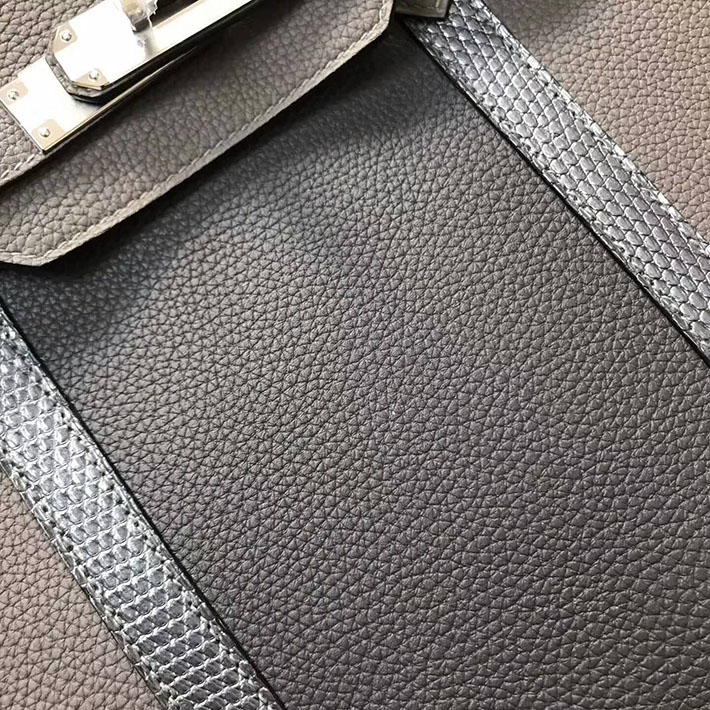 エルメス・バーキン専門店 H品 HERMES バーキンクラブ 35 ヴェールグリス/グラファイト フィヨルド/オットマン シルバー金具 BC009 エルメス バッグ アウトレット - 画像 (8)