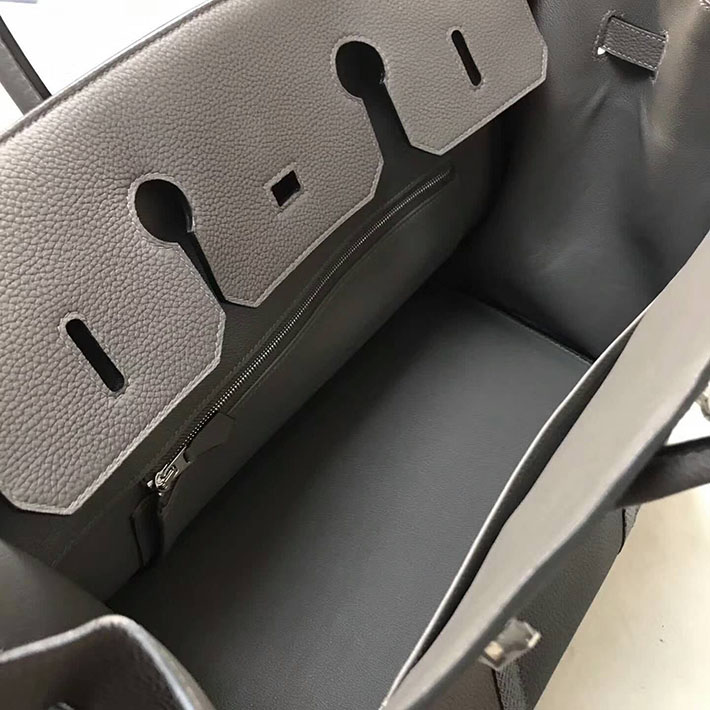 エルメス・バーキン専門店 H品 HERMES バーキンクラブ 35 ヴェールグリス/グラファイト フィヨルド/オットマン シルバー金具 BC009 エルメス バッグ アウトレット - 画像 (7)