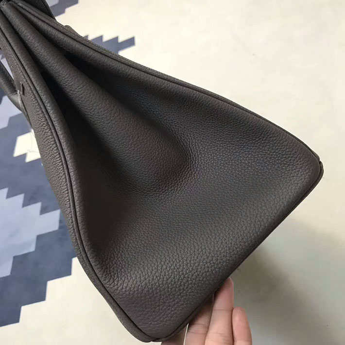 エルメス・バーキン専門店 H品 HERMES バーキンクラブ 35 ヴェールグリス/グラファイト フィヨルド/オットマン シルバー金具 BC009 エルメス バッグ アウトレット - 画像 (5)