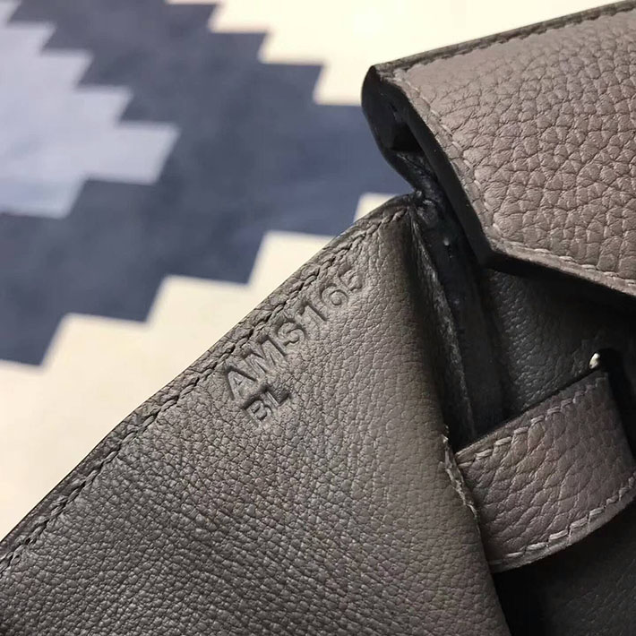 エルメス・バーキン専門店 H品 HERMES バーキンクラブ 35 ヴェールグリス/グラファイト フィヨルド/オットマン シルバー金具 BC009 エルメス バッグ アウトレット - 画像 (4)