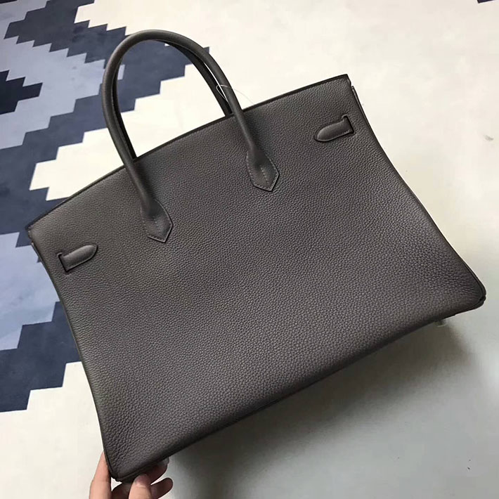 エルメス・バーキン専門店 H品 HERMES バーキンクラブ 35 ヴェールグリス/グラファイト フィヨルド/オットマン シルバー金具 BC009 エルメス バッグ アウトレット - 画像 (2)