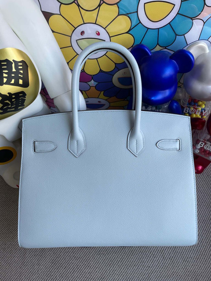 エルメス・バーキン専門店 H品 HERMES バーキン30 外縫い ブルーラン ヴォーエプソン シルバー金具 BX010 エルメスバッグ 安い順 - 画像 (4)