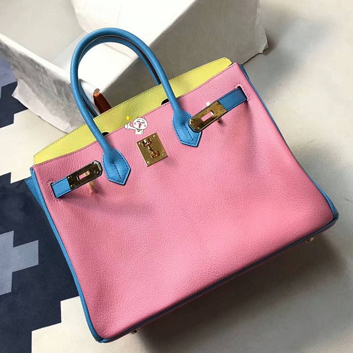 エルメス・バーキン専門店 H品 HERMES バーキン35 ピンク/スフレ/ブルーパラダイス シェブルミゾル シルバー金具 BC010 エルメス バッグ 安い - 画像 (8)