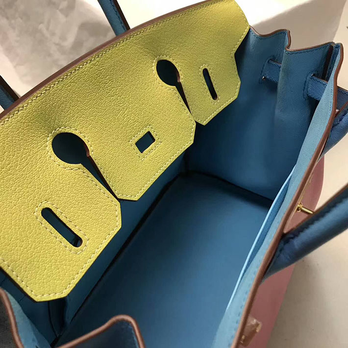 エルメス・バーキン専門店 H品 HERMES バーキン35 ピンク/スフレ/ブルーパラダイス シェブルミゾル シルバー金具 BC010 エルメス バッグ 安い - 画像 (6)