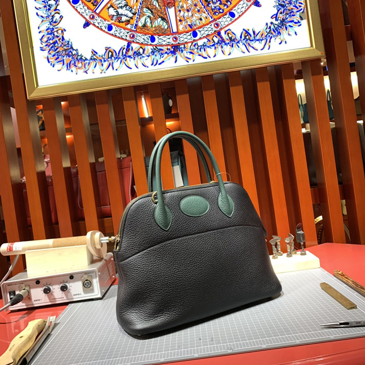 エルメス・ボリード専門店 H品 HERMES ボリード 31cm ブラック×マラカイト トゴ ゴールド金具 BB010 エルメス ボリード31 アウトレット - 画像 (5)