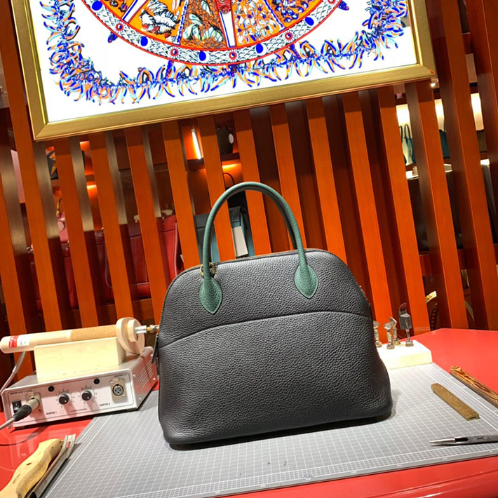 エルメス・ボリード専門店 H品 HERMES ボリード 31cm ブラック×マラカイト トゴ ゴールド金具 BB010 エルメス ボリード31 アウトレット - 画像 (2)