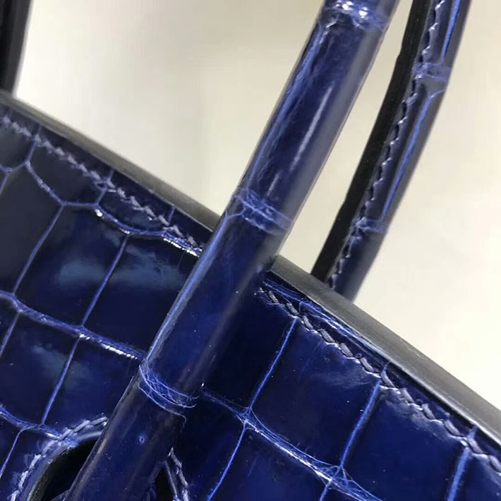 エルメス・バーキン専門店 H品 HERMES バーキン35 ブルーアンクル クロコダイル ニロティカスマット ゴールド金具 BC011 エルメス バーキン クロコダイル 定価 - 画像 (7)