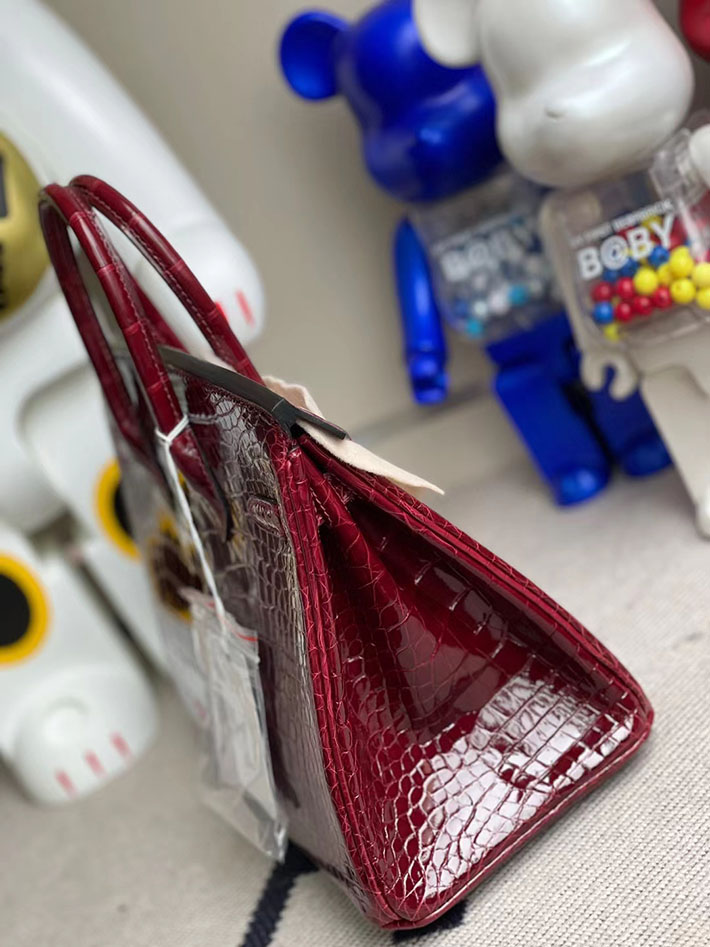 エルメス・バーキン専門店 H品 HERMES バーキン25 ルージュアッシュ クロコダイル ポロサス ゴールド金具 BZ011 バーキン クロコ 25 - 画像 (6)