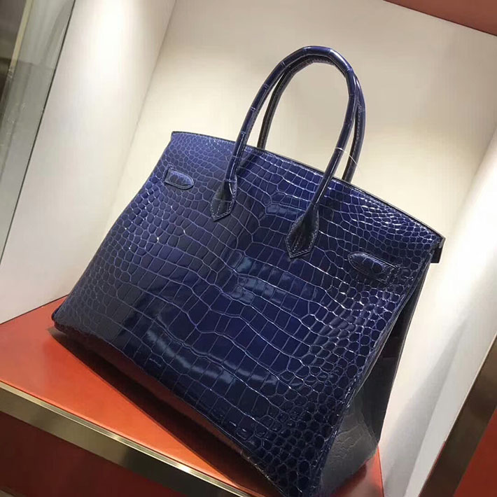 エルメス・バーキン専門店 H品 HERMES バーキン35 ブルーアンクル クロコダイル ニロティカスマット ゴールド金具 BC011 エルメス バーキン クロコダイル 定価 - 画像 (6)