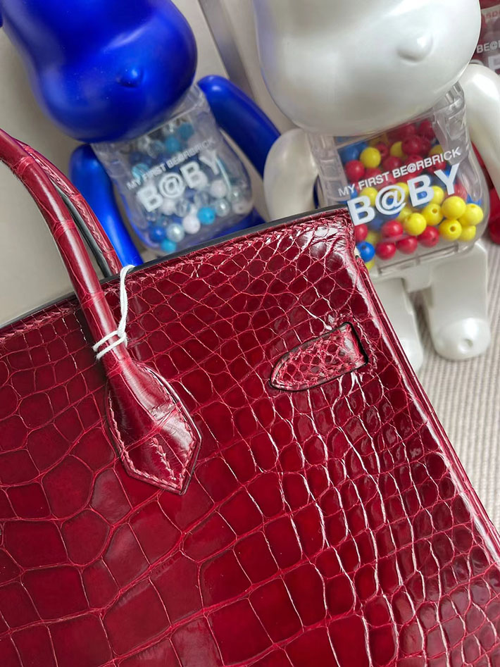 エルメス・バーキン専門店 H品 HERMES バーキン25 ルージュアッシュ クロコダイル ポロサス ゴールド金具 BZ011 バーキン クロコ 25 - 画像 (4)