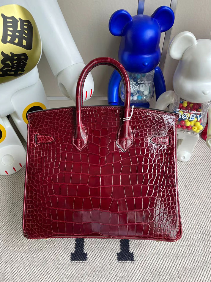 エルメス・バーキン専門店 H品 HERMES バーキン25 ルージュアッシュ クロコダイル ポロサス ゴールド金具 BZ011 バーキン クロコ 25 - 画像 (3)