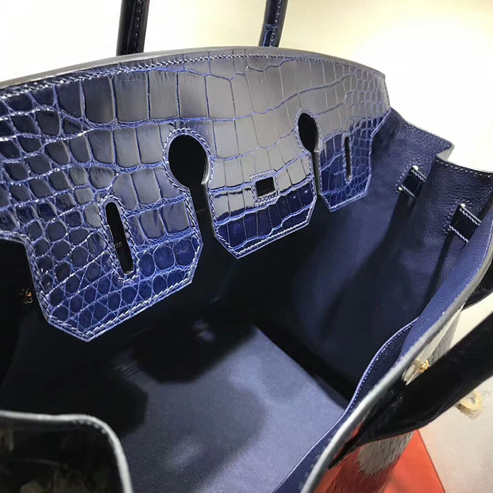 エルメス・バーキン専門店 H品 HERMES バーキン35 ブルーアンクル クロコダイル ニロティカスマット ゴールド金具 BC011 エルメス バーキン クロコダイル 定価 - 画像 (2)