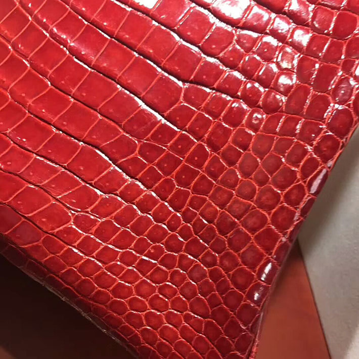 エルメス・バーキン専門店 H品 HERMES バーキン35 ルージュヴィフ クロコダイル ニロティカスマット ゴールド金具 BC012 エルメス クロコダイル バーキン - 画像 (6)