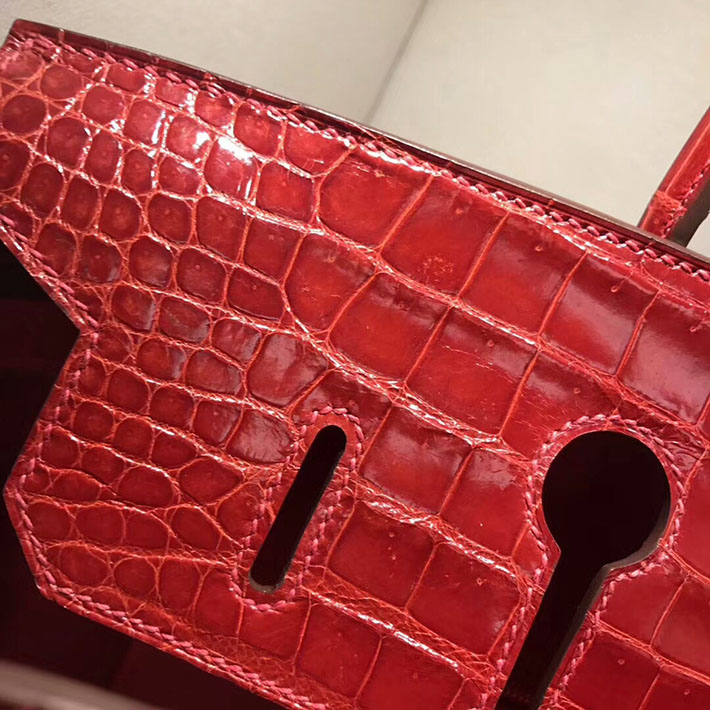 エルメス・バーキン専門店 H品 HERMES バーキン35 ルージュヴィフ クロコダイル ニロティカスマット ゴールド金具 BC012 エルメス クロコダイル バーキン - 画像 (3)