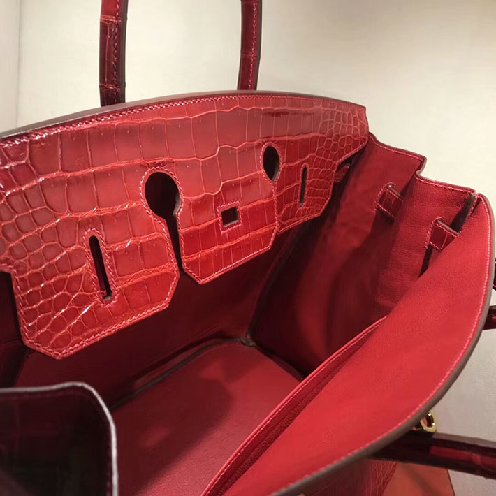 エルメス・バーキン専門店 H品 HERMES バーキン35 ルージュヴィフ クロコダイル ニロティカスマット ゴールド金具 BC012 エルメス クロコダイル バーキン - 画像 (2)