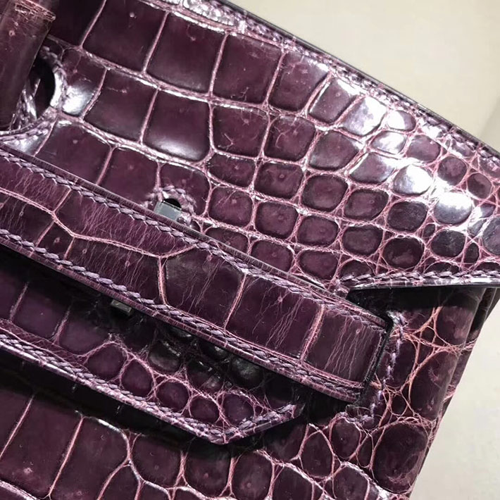 エルメス・バーキン専門店 H品 HERMES バーキン35 アメジスト クロコダイル ニロティカスマット シルバー金具 BC013 バーキン35 クロコ 定価 - 画像 (8)