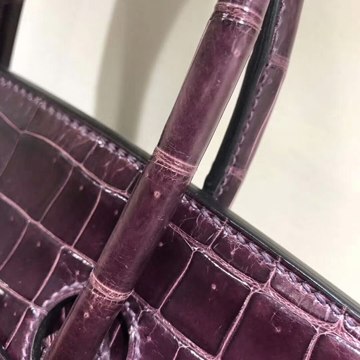 エルメス・バーキン専門店 H品 HERMES バーキン35 アメジスト クロコダイル ニロティカスマット シルバー金具 BC013 バーキン35 クロコ 定価 - 画像 (7)