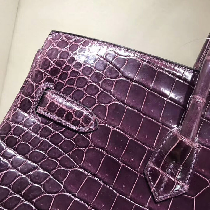 エルメス・バーキン専門店 H品 HERMES バーキン35 アメジスト クロコダイル ニロティカスマット シルバー金具 BC013 バーキン35 クロコ 定価 - 画像 (4)