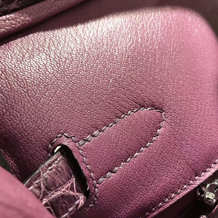 エルメス・バーキン専門店 H品 HERMES バーキン35 アメジスト クロコダイル ニロティカスマット シルバー金具 BC013 バーキン35 クロコ 定価 - 画像 (3)