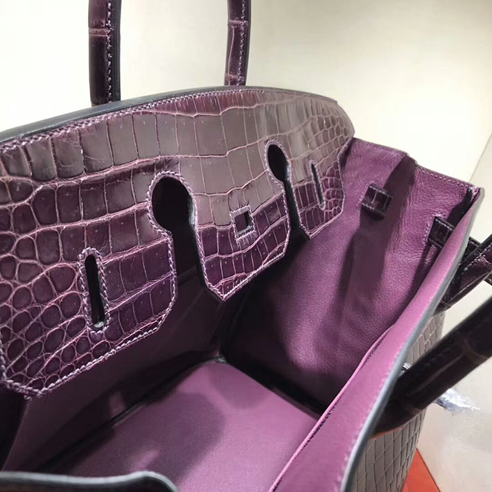 エルメス・バーキン専門店 H品 HERMES バーキン35 アメジスト クロコダイル ニロティカスマット シルバー金具 BC013 バーキン35 クロコ 定価 - 画像 (2)