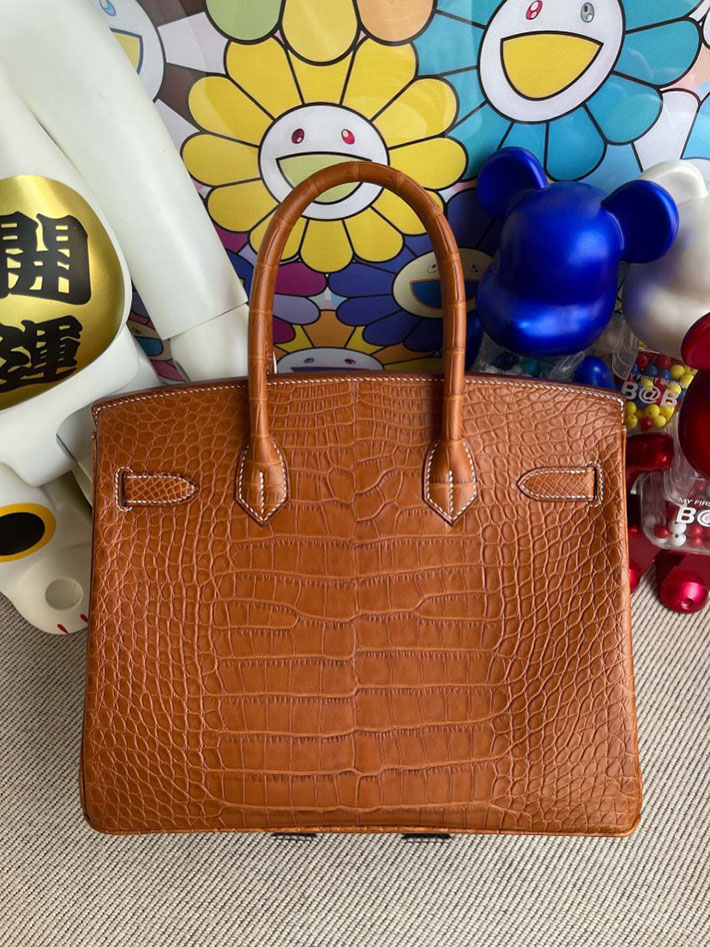 エルメス・バーキン専門店 H品 HERMES バーキン30 フォーブ クロコダイル アリゲーターマット ゴールド金具 BX014 バーキン30 大きさ - 画像 (8)