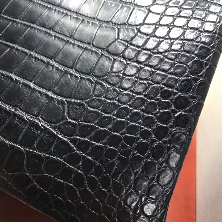 エルメス・バーキン専門店 H品 HERMES バーキン35 ブラック クロコダイル アリゲーターマット シルバー金具 BC014 バーキン クロコ 黒 - 画像 (7)