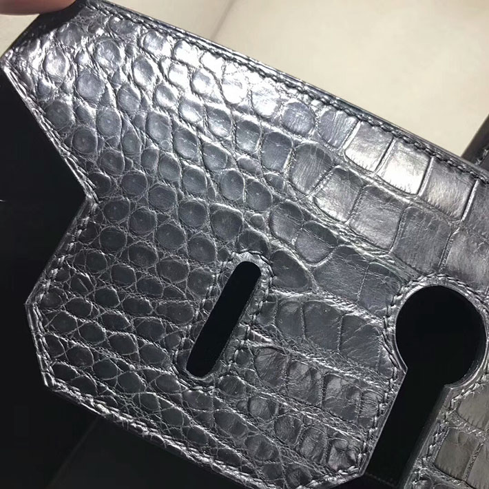 エルメス・バーキン専門店 H品 HERMES バーキン35 ブラック クロコダイル アリゲーターマット シルバー金具 BC014 バーキン クロコ 黒 - 画像 (4)