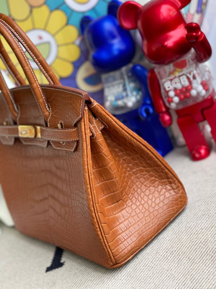 エルメス・バーキン専門店 H品 HERMES バーキン30 フォーブ クロコダイル アリゲーターマット ゴールド金具 BX014 バーキン30 大きさ - 画像 (4)