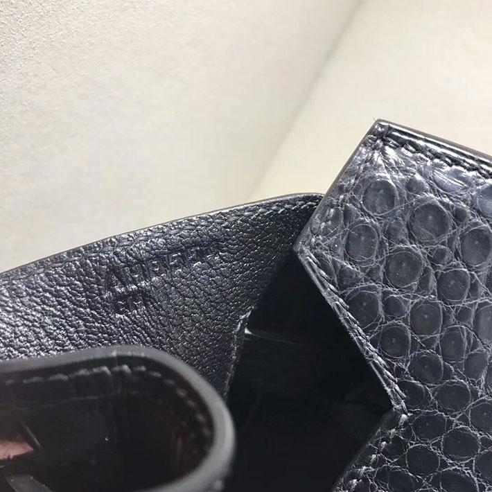 エルメス・バーキン専門店 H品 HERMES バーキン35 ブラック クロコダイル アリゲーターマット シルバー金具 BC014 バーキン クロコ 黒 - 画像 (3)