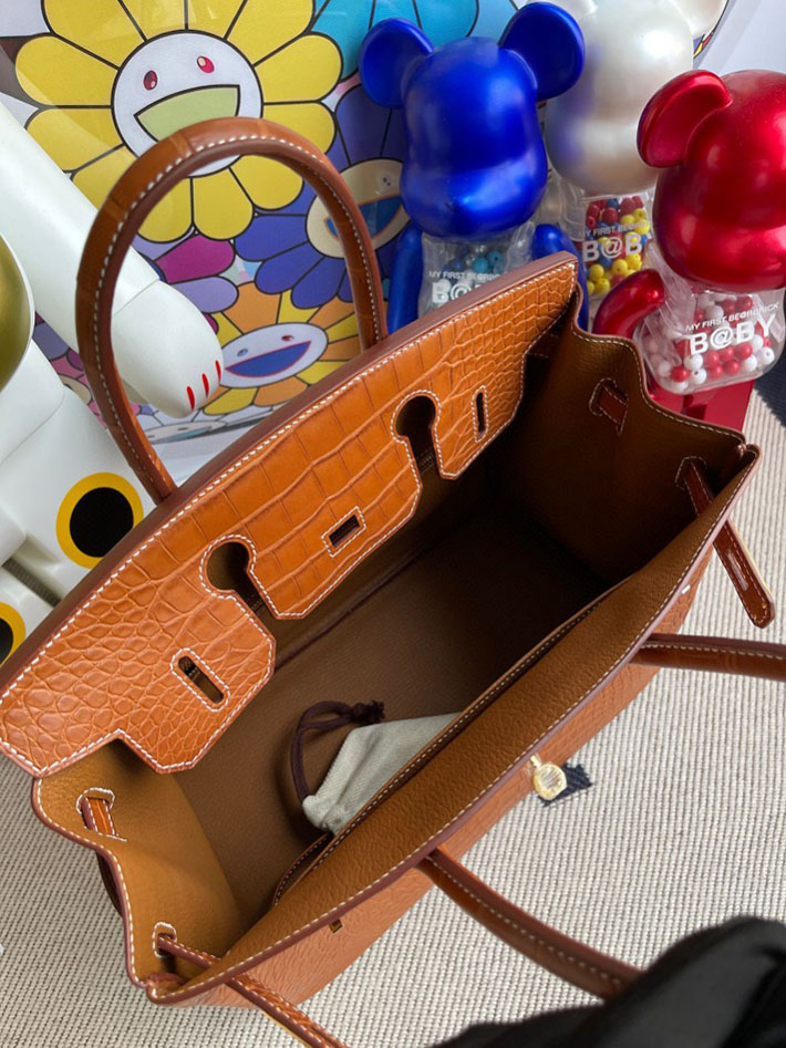 エルメス・バーキン専門店 H品 HERMES バーキン30 フォーブ クロコダイル アリゲーターマット ゴールド金具 BX014 バーキン30 大きさ - 画像 (2)