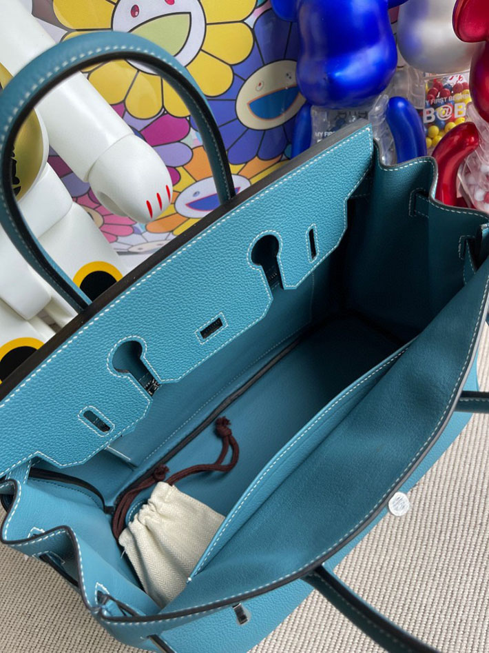 エルメス・バーキン専門店 H品 HERMES バーキン30 ブルージーン トゴ シルバー金具 BX015 エルメスバッグ 人気 - 画像 (6)