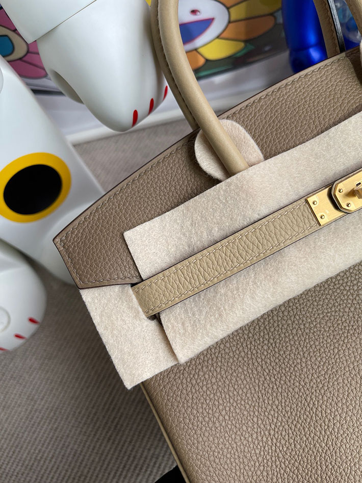 エルメス・バーキン専門店 H品 HERMES バーキン25 トゥルティエールグレー/トレンチ トゴ ゴールド金具 BZ015 エルメス バッグ 種類 - 画像 (6)