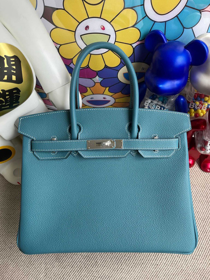 エルメス・バーキン専門店 H品 HERMES バーキン30 ブルージーン トゴ シルバー金具 BX015 エルメスバッグ 人気 - 画像 (5)