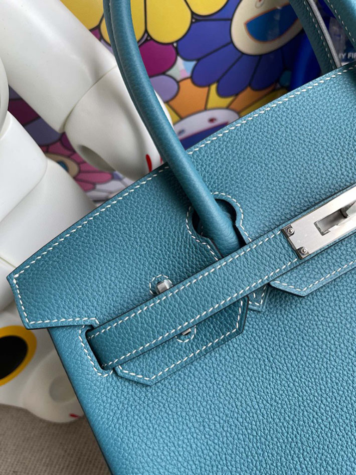 エルメス・バーキン専門店 H品 HERMES バーキン30 ブルージーン トゴ シルバー金具 BX015 エルメスバッグ 人気 - 画像 (4)