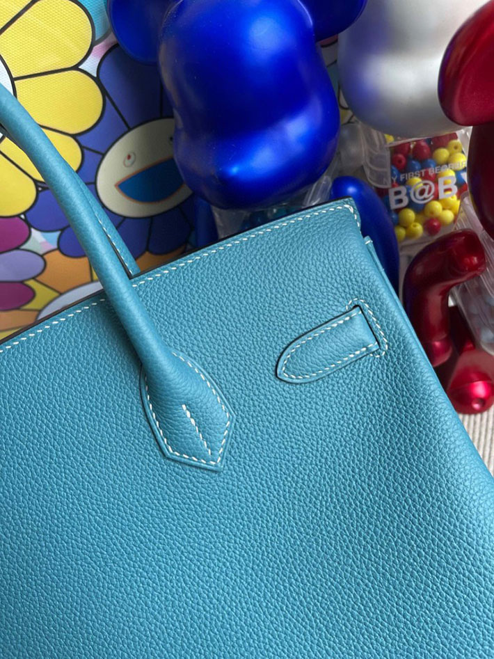 エルメス・バーキン専門店 H品 HERMES バーキン30 ブルージーン トゴ シルバー金具 BX015 エルメスバッグ 人気 - 画像 (2)